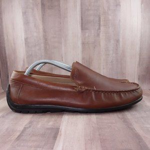 Ecco Loafers Mens 10 10.5 EU 44 Driving Shoes Brown Leather Moc Toe Casual